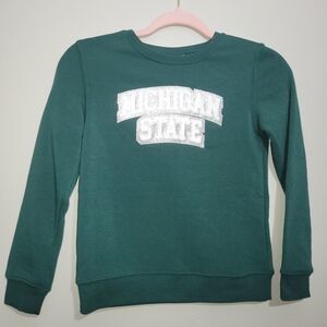 Michigan State Spartans Kids Glitter Chenille Sweatshirt M 7/8 Green